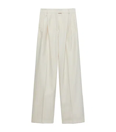 Max & Co Cotton-wool Straight Trousers In White