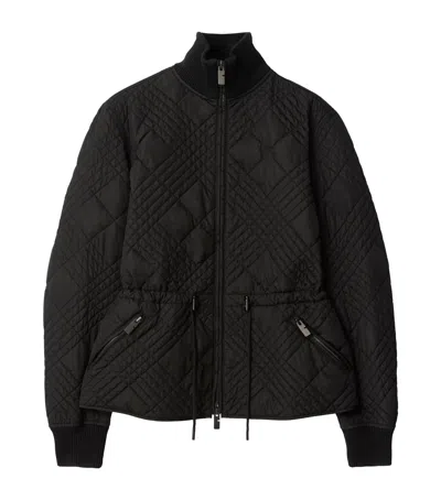 Burberry Micro Check-stitch Nylon Wakerley Jacket In Black