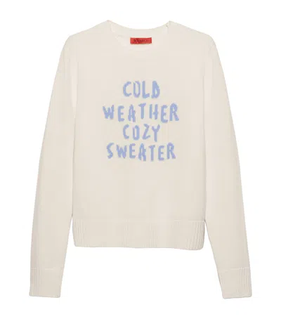 Max & Co Wool-cashmere Embroidered Sweater In White