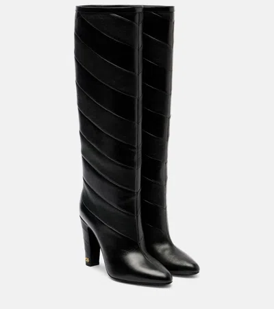 Valentino Garavani Rayons Nappa Boot With Chevron Pattern 100mm Woman Black 39 In Black