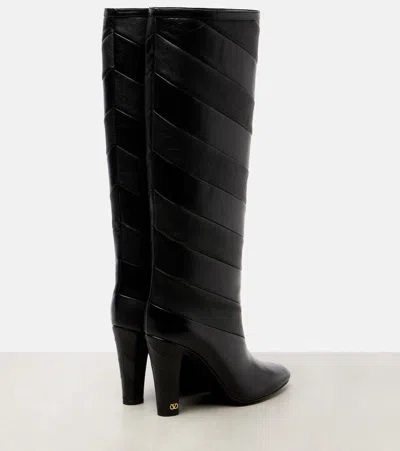 Valentino Garavani Rayons Nappa Boot With Chevron Pattern 100mm Woman Black 39 In Black