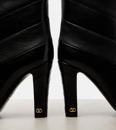 Valentino Garavani Rayons Nappa Boot With Chevron Pattern 100mm Woman Black 39 In Black