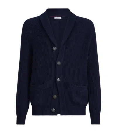 Brunello Cucinelli Shawl-lapels Cotton Cardigan In Black