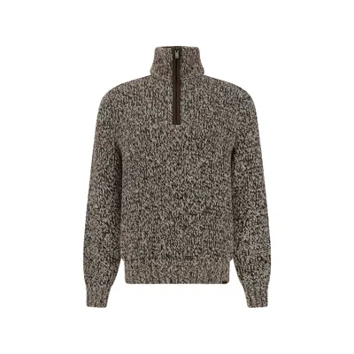 Paul & Shark Half-zip Sweater In Wool And Alpaca In Gray
