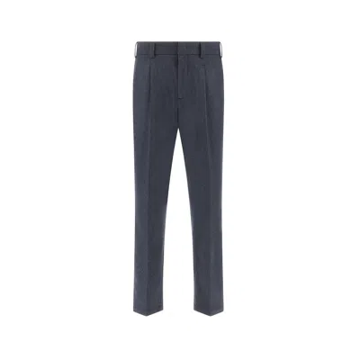 Paul & Shark Wide-leg Flannel Trousers In Gray