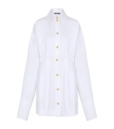 Balmain Cotton Poplin Shirt Dress In White