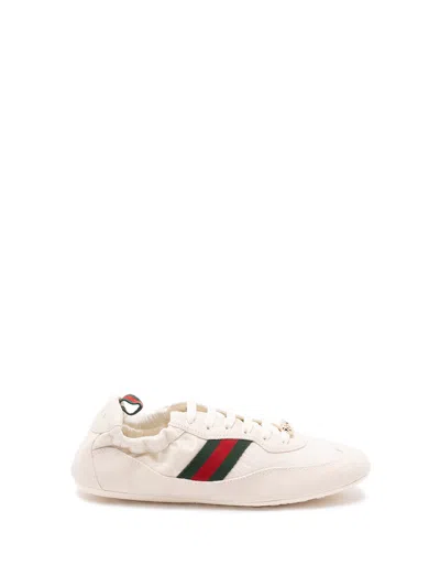 Gucci Cream Calf Leather Bos Taurus Low Top Sneakers In Neutral