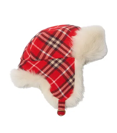 Burberry Checked Wool Trapper Hat In Multi