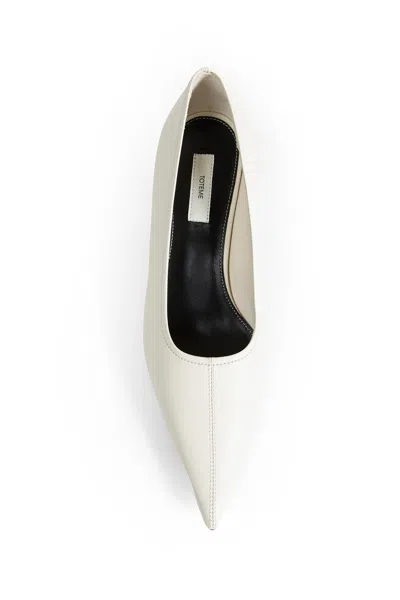 Totême Toteme Pointed Nappa Leather Wedge Pumps In White