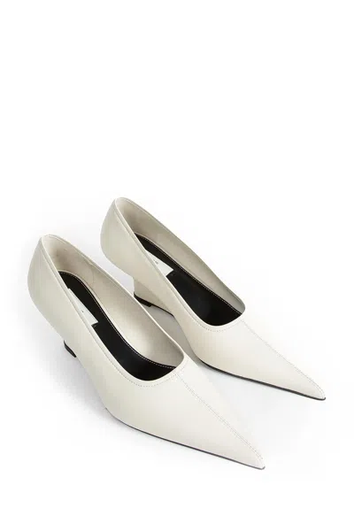 Totême Toteme Pointed Nappa Leather Wedge Pumps In White
