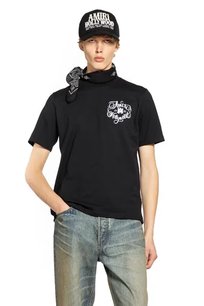 Amiri Graphic Print Crew Neck Short Sleeve Top In Black