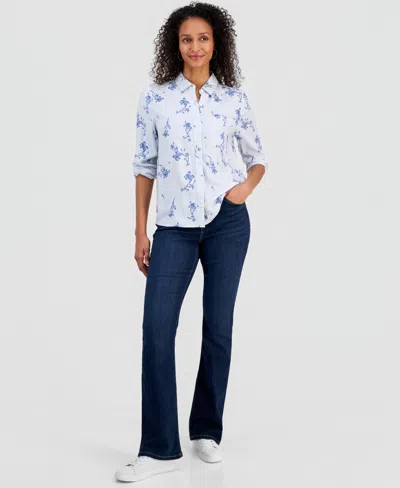 Style & Co Women's Floral Stripe Shirt, Macy's Exclusive In White