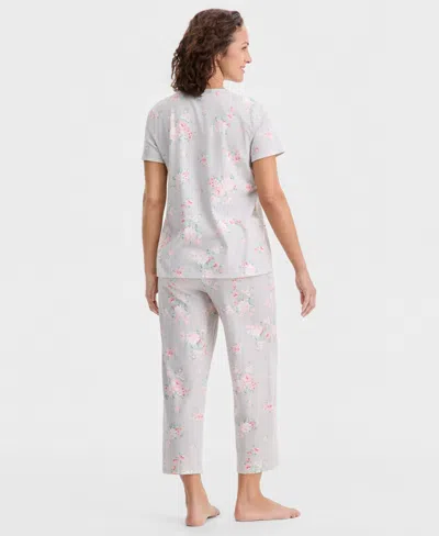 Charter Club Women's 2-pc. Cotton Printed Cropped Pajamas Set, Created For Macy's