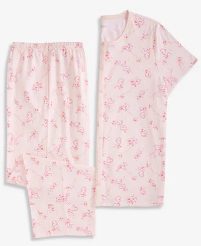 Charter Club Women's 2-pc. Cotton Printed Cropped Pajamas Set, Created For Macy's