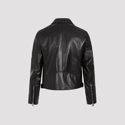 Alexander Mcqueen Leather Biker Jacket Men In Black