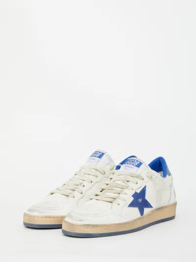 Golden Goose Ballstar White Low Top Sneakers With Star Patch On The Side And Maxi Lettering On The Rear In Leathe