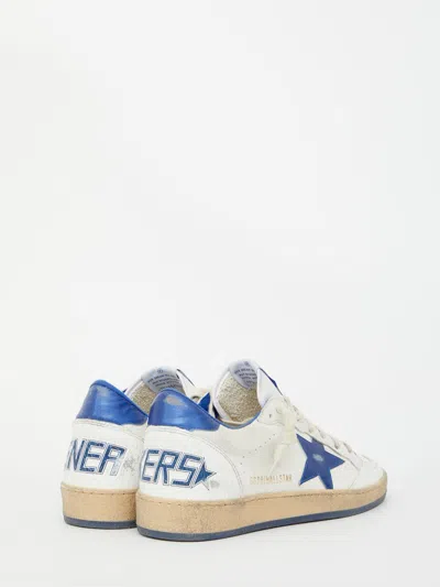Golden Goose Ballstar White Low Top Sneakers With Star Patch On The Side And Maxi Lettering On The Rear In Leathe
