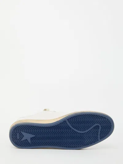 Golden Goose Ballstar White Low Top Sneakers With Star Patch On The Side And Maxi Lettering On The Rear In Leathe