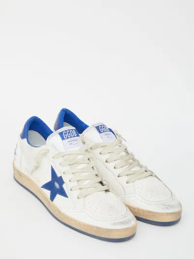 Golden Goose Ballstar White Low Top Sneakers With Star Patch On The Side And Maxi Lettering On The Rear In Leathe
