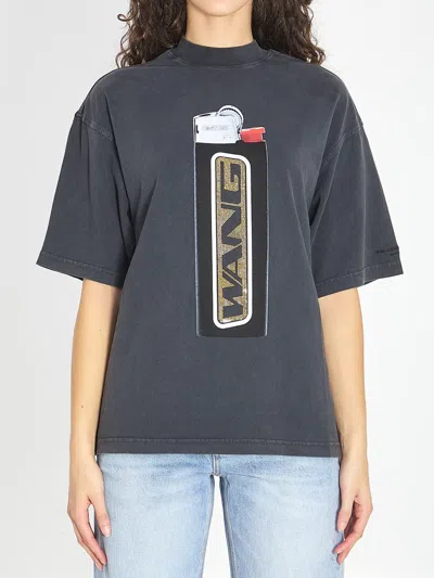 Alexander Wang Oversized Plain Knit Short-sleeved T-shirt With Lighter Pattern In Multi