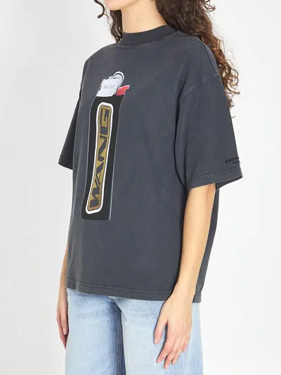 Alexander Wang Oversized Plain Knit Short-sleeved T-shirt With Lighter Pattern In Multi