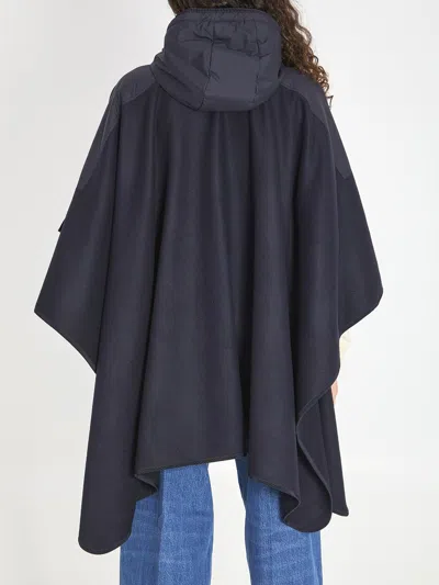 Moncler Front-pocket Hooded Cape In Blue