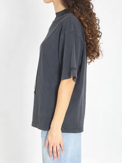 Alexander Wang Oversized Plain Knit Short-sleeved T-shirt With Lighter Pattern In Multi