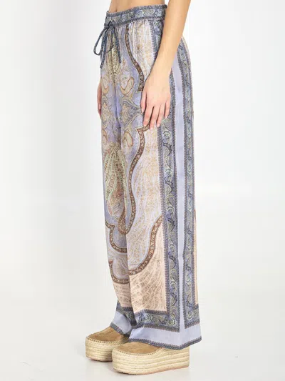 Zimmermann Wanderlust Multicolor Pants With Elastic Drawstring Waist And All-.over Print In Silk Woman