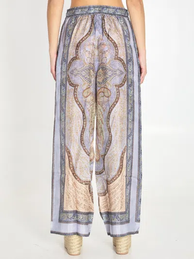 Zimmermann Wanderlust Multicolor Pants With Elastic Drawstring Waist And All-.over Print In Silk Woman