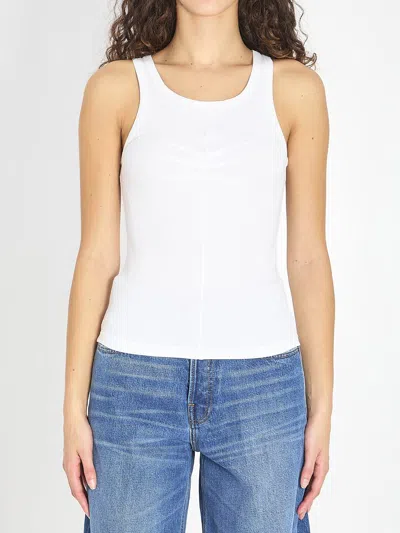 Alaïa Cotton Tank Top With Pleats In White