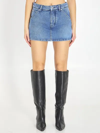 Alexander Wang Denim High Waist Carpenter Mini Skort In Blue