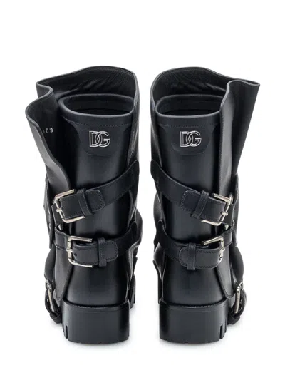 Dolce & Gabbana Chunky Sole Mid-calf Rain Boots With Studs In Black