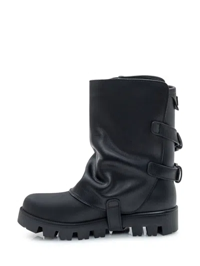 Dolce & Gabbana Chunky Sole Mid-calf Rain Boots With Studs In Black
