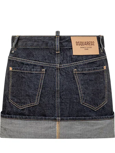 Dsquared2 Denim Miniskirt In Blue