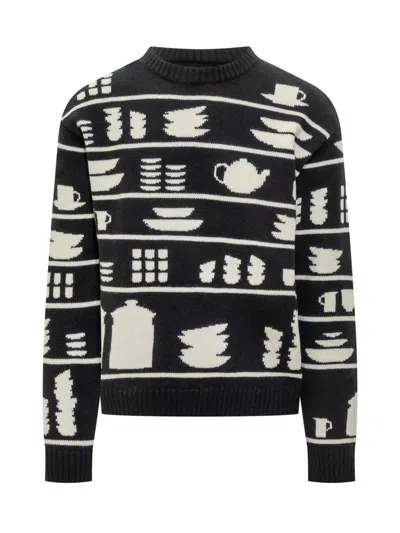 Jw Anderson Black Sweater With Graphic Print J.w Anderson In Black