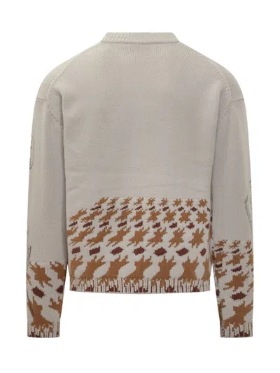 Jw Anderson Beige Sweater With Artistic Print J.w Anderson In Gray