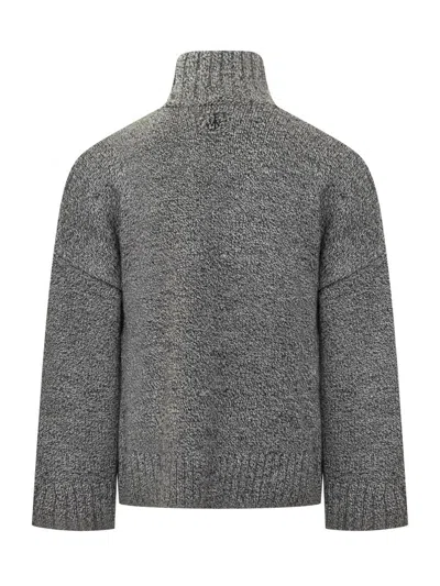 Jw Anderson Gray Sweater With Leather Pocket J.w Anderson In Gray