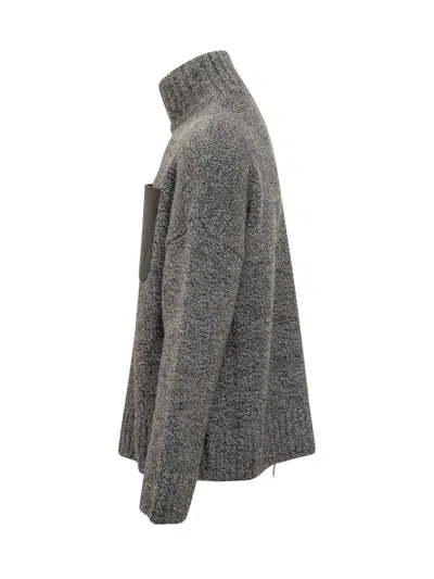 Jw Anderson Gray Sweater With Leather Pocket J.w Anderson In Gray