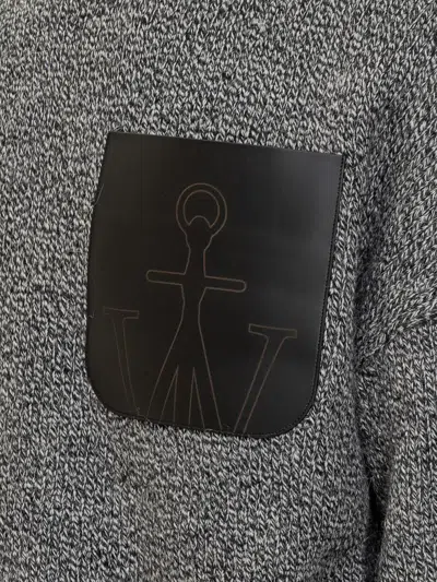 Jw Anderson Gray Sweater With Leather Pocket J.w Anderson In Gray