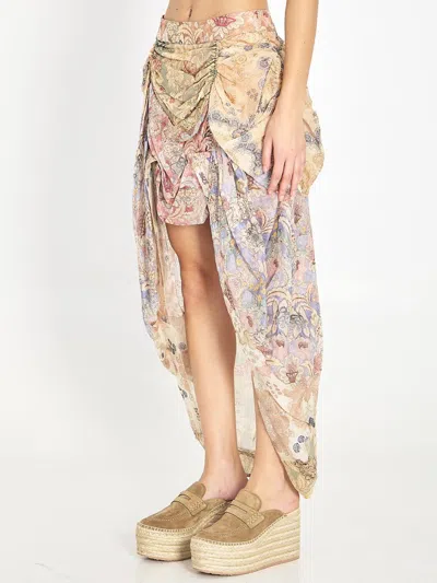 Zimmermann Rebellion Draped Midi Skirt In Multi