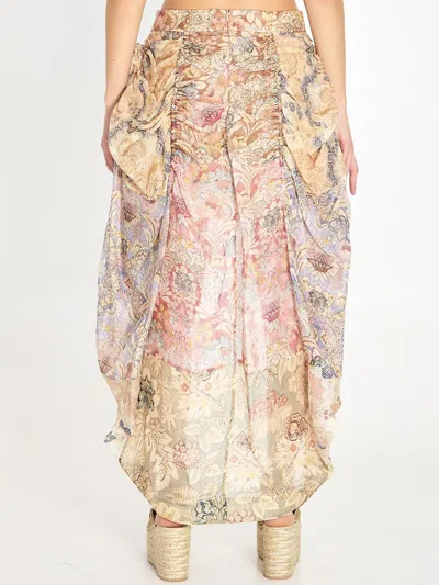 Zimmermann Rebellion Draped Midi Skirt In Multi