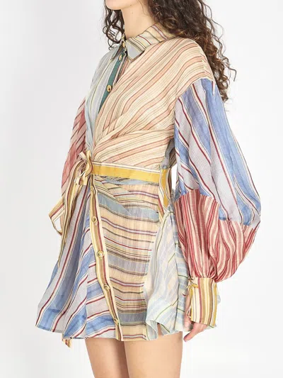 Zimmermann Rebellion Striped Mini Dress In Multi