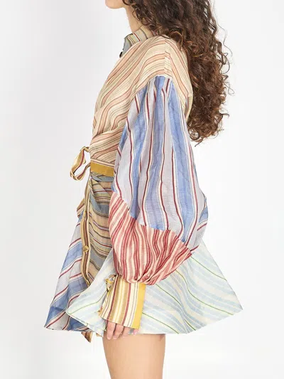 Zimmermann Rebellion Striped Mini Dress In Multi
