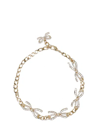 Self-portrait Crystal Bow Bracelet In Gold