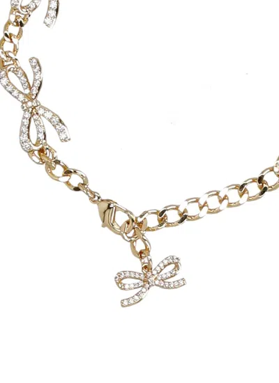Self-portrait Crystal Bow Bracelet In Gold