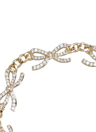 Self-portrait Crystal Bow Bracelet In Gold
