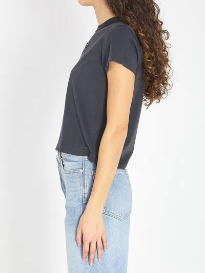 Alexander Wang T-shirt With Logo And Rhinestones In Blue