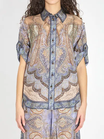 Zimmermann Shirt Wanderlust Short Sleeve In Multi