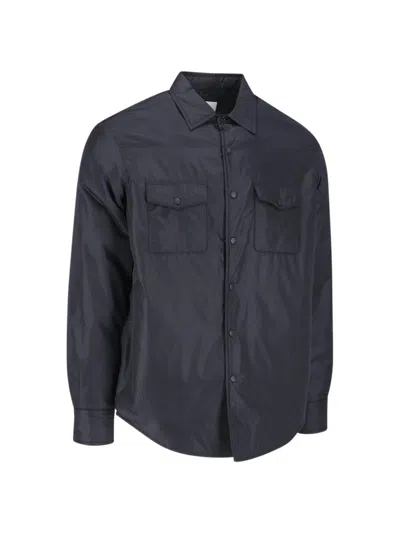 Aspesi Black Button-up Shirt With Chest Pockets In Blue