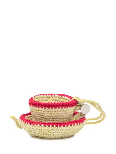 Jw Anderson Tea Cup Bag Charm In Brown